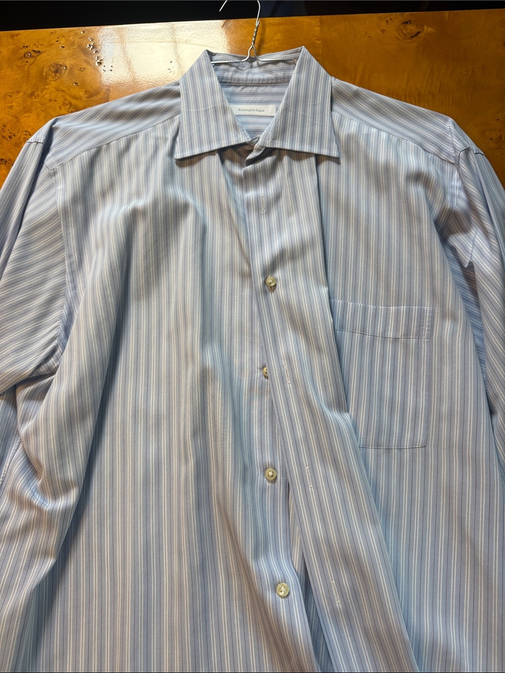 Ermenegildo Zegna Light Blue and White Striped Dress Shirt